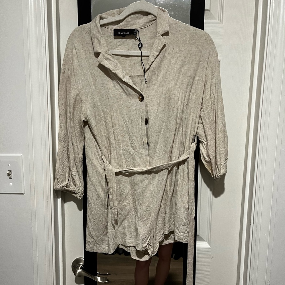 Neutral Minkpink Linen Romper